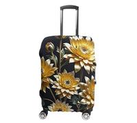 HETVBNS Gold Flowers on Black Luggage Cover, Elastic Luggage Protector Fits 19-32in Suitcases, Washable & Anti-Scratch Suitcase Cover for Men Women, style, Small, Classic