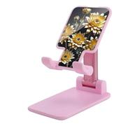 HETVBNS Gold Flowers on Black Phone Stand for Desk - Adjustable & Foldable Tablet Stand Portable Cell Phone Stand Holder Compatible with 4-13" Smartphones, Tablets