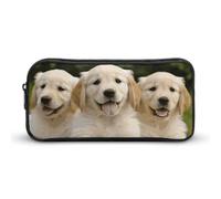 HETVBNS Golden Retriever Puppies Pencil Case Large Capacity, Durable Pencil Pouch Portable Small Cosmetic Bag with Metal Zipper, Simple Makeup Pouch Aesthetic Toiletry Bag for Travel Office
