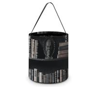 HETVBNS Goth Bookshelf Candy Bag Halloween Trick Or Treat Bucket 7.9x8.3in, Reusable Gift Bags for Party Holiday Wedding