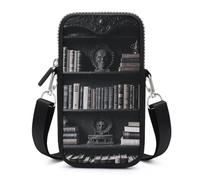 HETVBNS Goth Bookshelf Cell Phone Bag with Detachable Strap, Aesthetic Mini Sling Bag Small Crossbody Bag for Phone