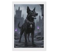 HETVBNS Gothic Black Dog Diamond Painting Kits for Adults, Full Round Drill DIY Diamond Art for Beginners, 5D Gem Art and Crafts for Home Wall Decor 8"x12"