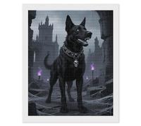 HETVBNS Gothic Black Dog Diamond Painting Kits for Adults, Full Round Drill DIY Diamond Art for Beginners, 5D Gem Art and Crafts for Home Wall Decor 16"x20"