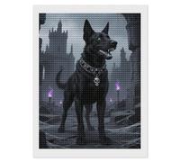 HETVBNS Gothic Black Dog Diamond Painting Kits for Adults, Full Round Drill DIY Diamond Art for Beginners, 5D Gem Art and Crafts for Home Wall Decor 12"x16"