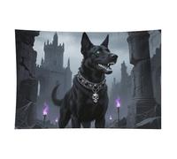 HETVBNS Gothic Black Dog Tapestry Wall Hanging - 40"x60" Aesthetic Tapestries Soft Polyester Wall Art Decor Large Tapestry for Bedroom Living Room Dorm Backdrop, Hanging Kit Included