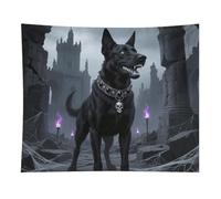 HETVBNS Gothic Black Dog Tapestry Wall Hanging - 50"x60" Aesthetic Tapestries Soft Polyester Wall Art Decor Large Tapestry for Bedroom Living Room Dorm Backdrop, Hanging Kit Included