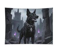 HETVBNS Gothic Black Dog Tapestry Wall Hanging - 60"x80" Aesthetic Tapestries Soft Polyester Wall Art Decor Large Tapestry for Bedroom Living Room Dorm Backdrop, Hanging Kit Included
