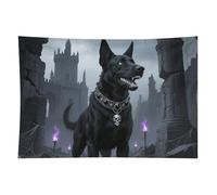HETVBNS Gothic Black Dog Tapestry Wall Hanging - 60"x90" Aesthetic Tapestries Soft Polyester Wall Art Decor Large Tapestry for Bedroom Living Room Dorm Backdrop, Hanging Kit Included