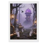 HETVBNS Gothic Fog Forest Diamond Painting Kits for Adults, Full Round Drill DIY Diamond Art for Beginners, 5D Gem Art and Crafts for Home Wall Decor 12"x16"