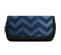 HETVBNS Gradient Blue Denim Pencil Case Extra Large, Double Layer Pencil Pouch with Zipper, Portable Cosmetic Bags for Travel, Office Stationery Organizer for Women Men