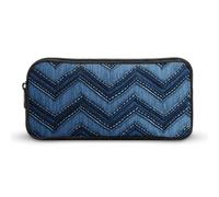 HETVBNS Gradient Blue Denim Pencil Case Large Capacity, Durable Pencil Pouch Portable Small Cosmetic Bag with Metal Zipper, Simple Makeup Pouch Aesthetic Toiletry Bag for Travel Office
