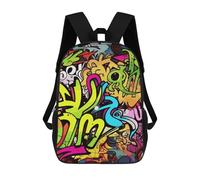HETVBNS Graffiti Drawing Backpack for Women Men, Durable 600D Polyester Bookbag with Large Capacity, Lightweight 17 Inch Laptop Backpack Minimalism Casual Daypack for Work, Travel