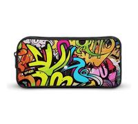 HETVBNS Graffiti Drawing Pencil Case Large Capacity, Durable Pencil Pouch Portable Small Cosmetic Bag with Metal Zipper, Simple Makeup Pouch Aesthetic Toiletry Bag for Travel Office