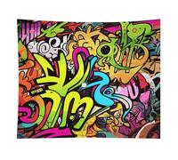 HETVBNS Graffiti Drawing Tapestry Wall Hanging - 50"x60" Aesthetic Tapestries Soft Polyester Wall Art Decor Large Tapestry for Bedroom Living Room Dorm Backdrop, Hanging Kit Included