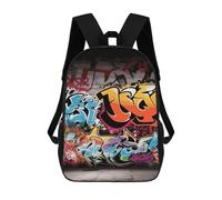 HETVBNS Graffiti Hip Hop Backpack for Women Men, Durable 600D Polyester Bookbag with Large Capacity, Lightweight 17 Inch Laptop Backpack Minimalism Casual Daypack for Work, Travel