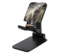 HETVBNS Gray Cat in Flower Field Phone Stand for Desk - Adjustable & Foldable Tablet Stand Portable Cell Phone Stand Holder Compatible with 4-13" Smartphones, Tablets