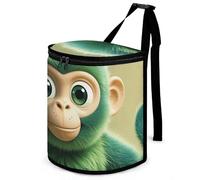 HETVBNS Green Clever Monkey Car Trash Can with Lid, Leakproof Hanging Automotive Trash Bin, Waterproof Garbage Storage Bag for Vehicles, RV, Bathroom, Office
