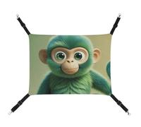 HETVBNS Green Clever Monkey Pet Hammock for Cats & Dogs, Soft Breathable Canvas Hanging Hammock with Adjustable Straps, Comfortable & Durable Hanging Bed for Small to Medium Pets