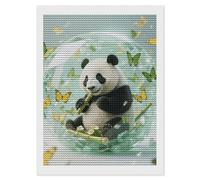 HETVBNS Green Crystal Storm Panda Diamond Painting Kits for Adults, Full Round Drill DIY Diamond Art for Beginners, 5D Gem Art and Crafts for Home Wall Decor 12"x16"