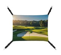 HETVBNS Green Golf Course Pet Hammock for Cats & Dogs, Soft Breathable Canvas Hanging Hammock with Adjustable Straps, Comfortable & Durable Hanging Bed for Small to Medium Pets