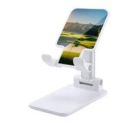 HETVBNS Green Golf Course Phone Stand for Desk - Adjustable & Foldable Tablet Stand Portable Cell Phone Stand Holder Compatible with 4-13" Smartphones, Tablets