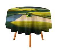 HETVBNS - Green Golf Course Tablecloth, Wrinkle and Stain Resistant Polyester Round Table Cloth 50 x 50 Inch, Elegant Decor for Dining, Parties, Patio