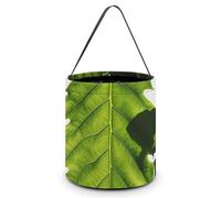 HETVBNS Green Leaves Pattern Candy Bag Halloween Trick Or Treat Bucket 7.9x8.3in, Reusable Gift Bags for Party Holiday Wedding
