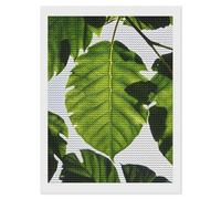 HETVBNS Green Leaves Pattern Diamond Painting Kits for Adults, Full Round Drill DIY Diamond Art for Beginners, 5D Gem Art and Crafts for Home Wall Decor 12"x16"