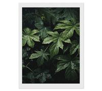 HETVBNS Green Leaves Pattern Diamond Painting Kits for Adults, Full Round Drill DIY Diamond Art for Beginners, 5D Gem Art and Crafts for Home Wall Decor 12"x16"