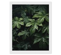 HETVBNS Green Leaves Pattern Diamond Painting Kits for Adults, Full Round Drill DIY Diamond Art for Beginners, 5D Gem Art and Crafts for Home Wall Decor 16"x20"