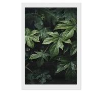 HETVBNS Green Leaves Pattern Diamond Painting Kits for Adults, Full Round Drill DIY Diamond Art for Beginners, 5D Gem Art and Crafts for Home Wall Decor 8"x12"