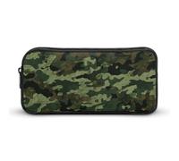 HETVBNS Green Military Camo Pencil Case Large Capacity, Durable Pencil Pouch Portable Small Cosmetic Bag with Metal Zipper, Simple Makeup Pouch Aesthetic Toiletry Bag for Travel Office