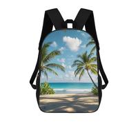 HETVBNS Green Palm Trees Ocean Backpack for Women Men, Durable 600D Polyester Bookbag with Large Capacity, Lightweight 17 Inch Laptop Backpack Minimalism Casual Daypack for Work, Travel
