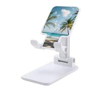HETVBNS Green Palm Trees Ocean Phone Stand for Desk - Adjustable & Foldable Tablet Stand Portable Cell Phone Stand Holder Compatible with 4-13" Smartphones, Tablets