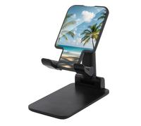 HETVBNS Green Palm Trees Ocean Phone Stand for Desk - Adjustable & Foldable Tablet Stand Portable Cell Phone Stand Holder Compatible with 4-13" Smartphones, Tablets