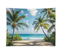 HETVBNS Green Palm Trees Ocean Tapestry Wall Hanging - 30"x40" Aesthetic Tapestries Soft Polyester Wall Art Decor Large Tapestry for Bedroom Living Room Dorm Backdrop, Hanging Kit Included
