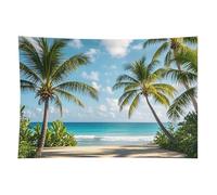 HETVBNS Green Palm Trees Ocean Tapestry Wall Hanging - 60"x90" Aesthetic Tapestries Soft Polyester Wall Art Decor Large Tapestry for Bedroom Living Room Dorm Backdrop, Hanging Kit Included