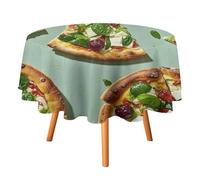 HETVBNS - Green Pizza Tablecloth, Wrinkle and Stain Resistant Polyester Round Tablecloth 36 x 36 Inch, Elegant Decor for Dining, Party, Patio