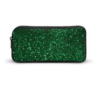 HETVBNS Green Sequin Sparkle Pencil Case Large Capacity, Durable Pencil Pouch Portable Small Cosmetic Bag with Metal Zipper, Simple Makeup Pouch Aesthetic Toiletry Bag for Travel Office