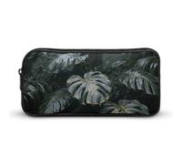 HETVBNS Grey Gold Plant Leaves Pencil Case Large Capacity, Durable Pencil Pouch Portable Small Cosmetic Bag with Metal Zipper, Simple Makeup Pouch Aesthetic Toiletry Bag for Travel Office