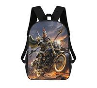 HETVBNS Guan Yu Rides A Motorcycle Backpack for Women Men, Durable 600D Polyester Bookbag with Large Capacity, Lightweight 17 Inch Laptop Backpack Minimalism Casual Daypack for Work, Travel