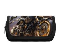 HETVBNS Guan Yu Rides A Motorcycle Pencil Case Extra Large, Double Layer Pencil Pouch with Zipper, Portable Cosmetic Bags for Travel, Office Stationery Organizer for Women Men
