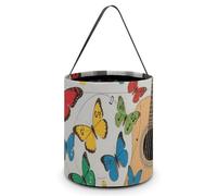 HETVBNS Guitar And Butterfly Candy Bag Halloween Trick Or Treat Bucket 7.9x8.3in, Reusable Gift Bags for Party Holiday Wedding