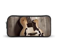 HETVBNS Guitar Pictures Pencil Case Large Capacity, Durable Pencil Pouch Portable Small Cosmetic Bag with Metal Zipper, Simple Makeup Pouch Aesthetic Toiletry Bag for Travel Office