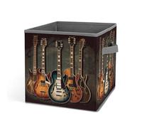 HETVBNS Guitars Art Storage Bins 10.6 Inch, Oxford Fabric Foldable Storage Cube Organizer Basket with Handles, Fabric Bins for Closet Shelves, Toys, Clothes, Books, Bedroom