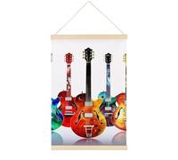 HETVBNS Guitars Wall Art, 15.7 X 23.6 Inch Reusable Magnetic Poster Hanger - Canvas Poster Included, Complete Hanging Kit for Posters, Art, Maps