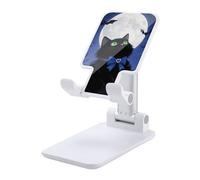 HETVBNS Halloween Black Cat Phone Stand for Desk - Adjustable & Foldable Tablet Stand Portable Cell Phone Stand Holder Compatible with 4-13" Smartphones, Tablets
