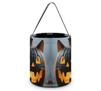 HETVBNS Halloween Black Cat Pumpkin Candy Bag Halloween Trick Or Treat Bucket 7.9x8.3in, Reusable Gift Bags for Party Holiday Wedding