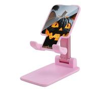 HETVBNS Halloween Black Cat Pumpkin Phone Stand for Desk - Adjustable & Foldable Tablet Stand Portable Cell Phone Stand Holder Compatible with 4-13" Smartphones, Tablets