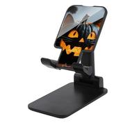 HETVBNS Halloween Black Cat Pumpkin Phone Stand for Desk - Adjustable & Foldable Tablet Stand Portable Cell Phone Stand Holder Compatible with 4-13" Smartphones, Tablets